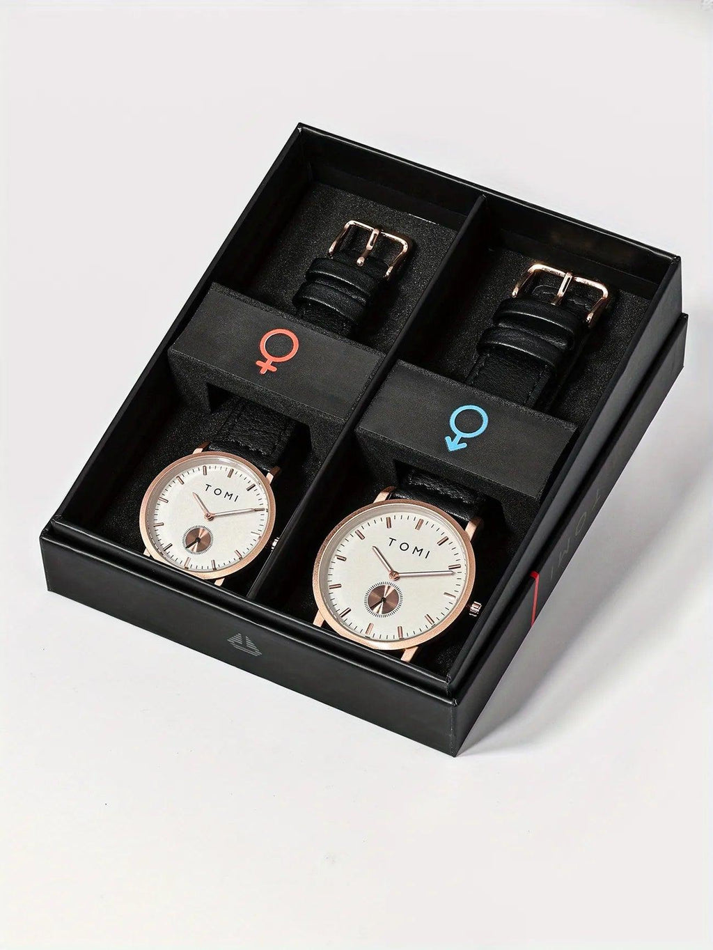TOMI T-072 Couple Watch Chronograph Quartz Leather Straps - Tomi Watches
