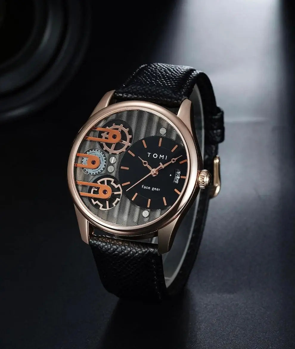TOMI T-106 Dual Strap Face Gear Luxury Watch - Tomi Watches