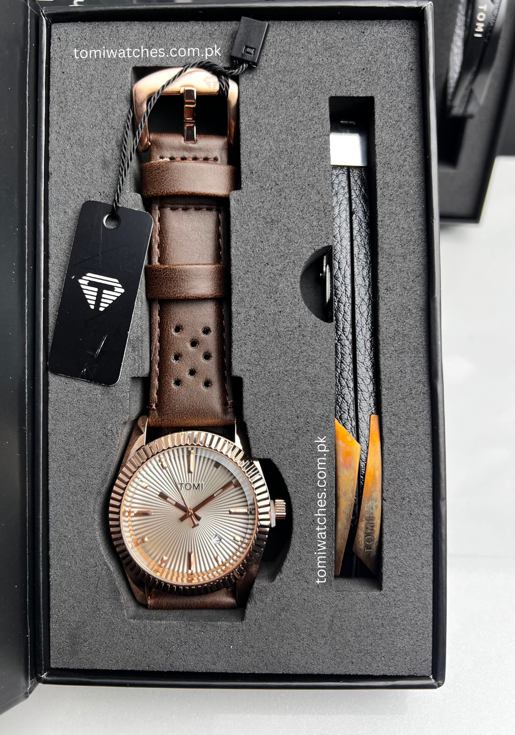 TOMI T-098 Stylish Men's Watch & Bracelet Gift Set - Tomi Watches