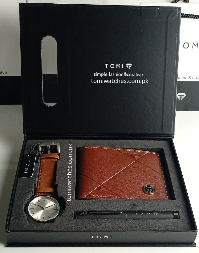 TOMI T-084 3PCS  Gift Box Set with Watch, Wallet & Pen - Tomi Watches