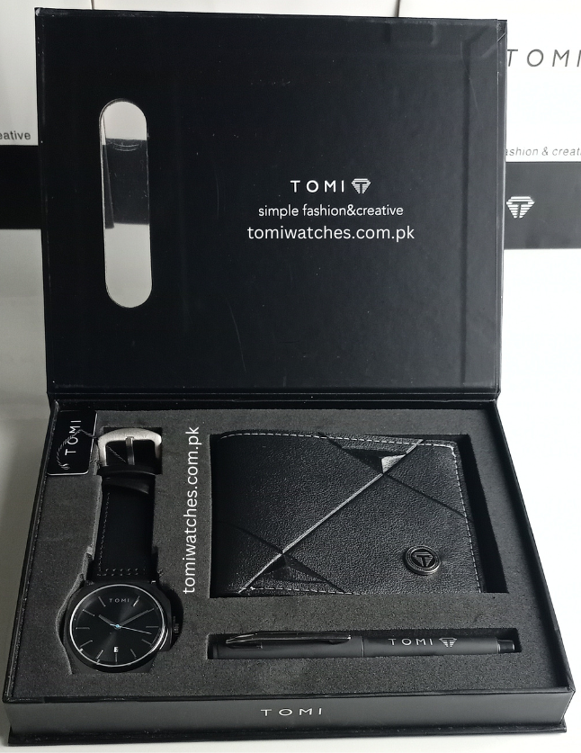 TOMI T-084 3PCS  Gift Box Set with Watch, Wallet & Pen - Tomi Watches