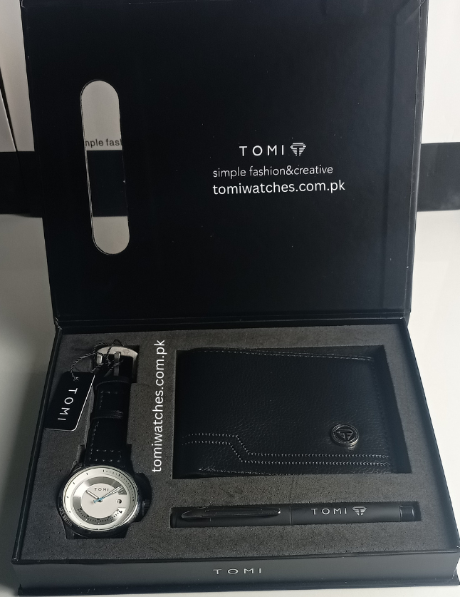 TOMI T-099 3PCS  Gift Box Set with Watch, Wallet & Pen - Tomi Watches