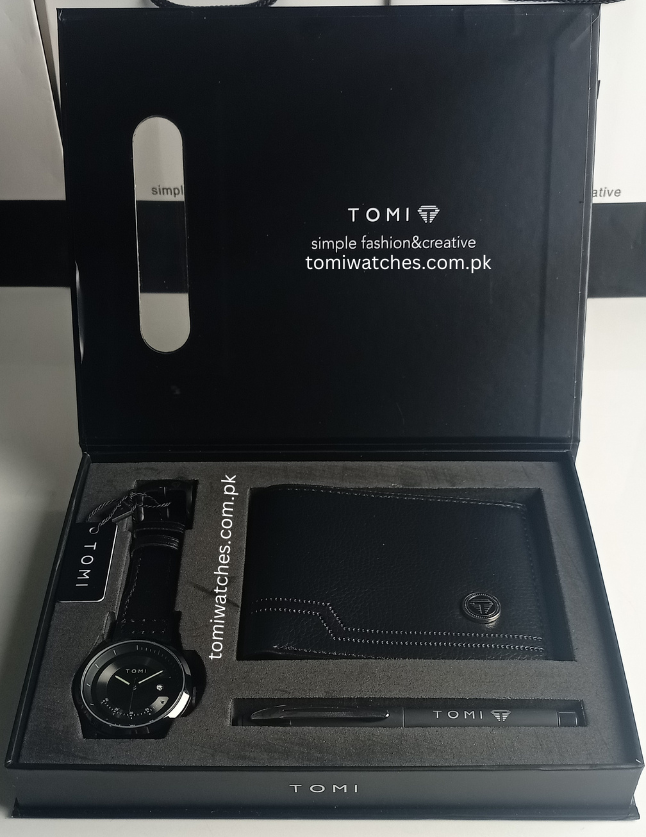 TOMI T-099 3PCS  Gift Box Set with Watch, Wallet & Pen - Tomi Watches