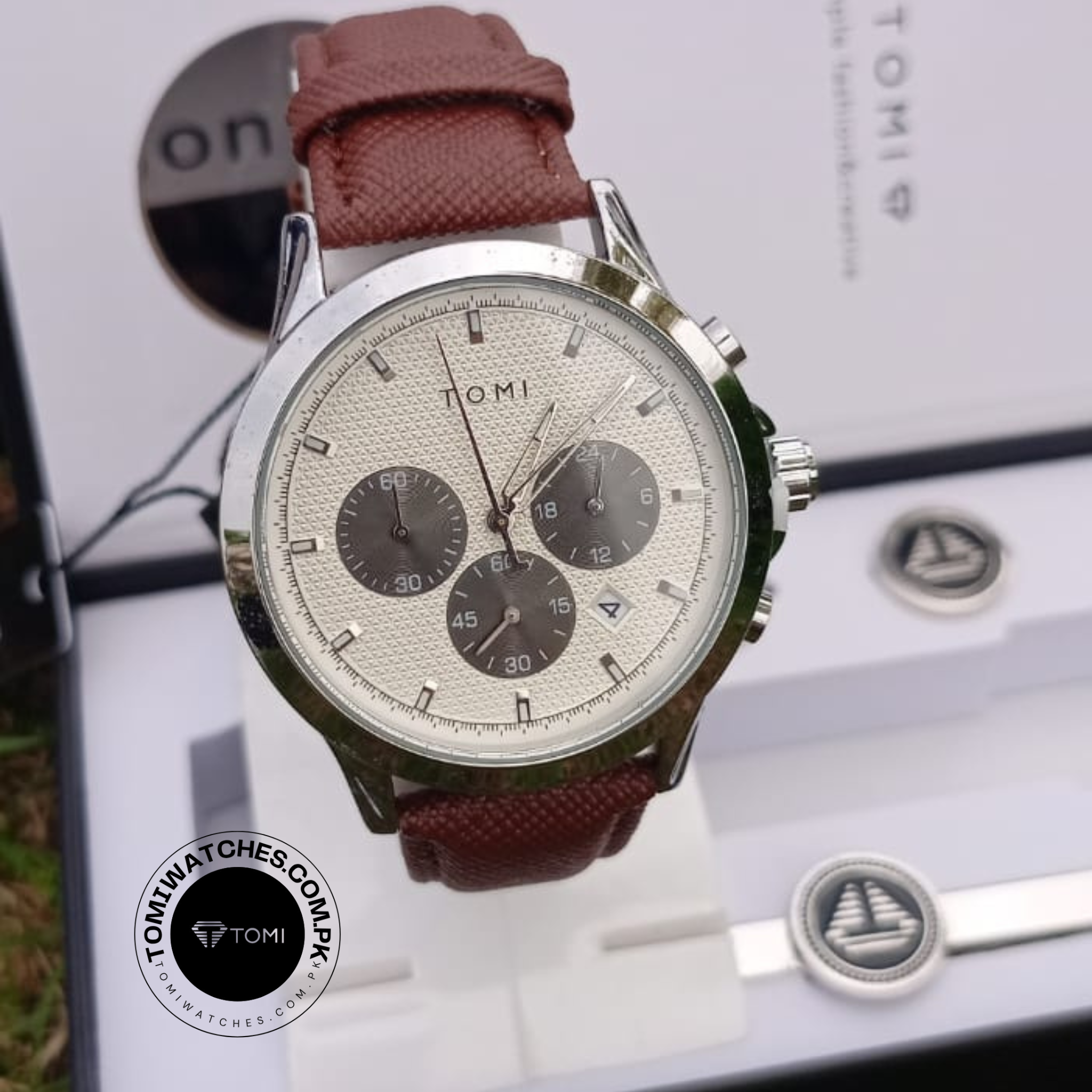 Tomi T-604 Men’s Luxury Stainless Steel Watch with Tomi Logo Cufflinks | Premium Quartz Wristwatch - Tomi Watches