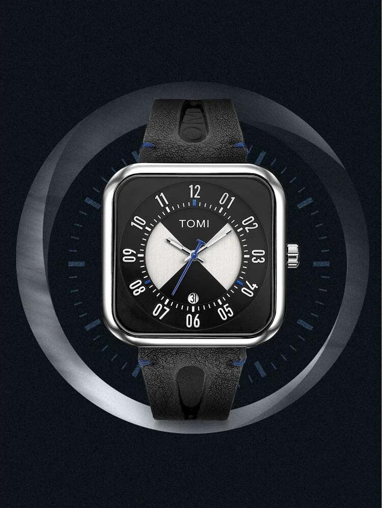 TOMI T-094 Luxury Watch Date Quartz Square Dial - Tomi Watches