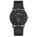 TOMI T-072 Chronograph Watch Slim Dial Quartz Leather Strap - Tomi Watches