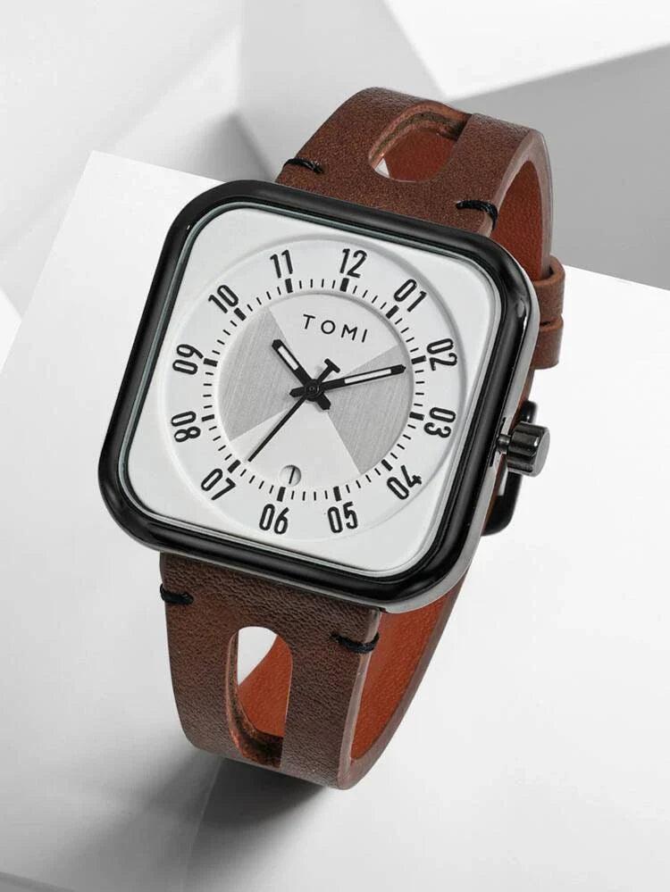 TOMI T-094 Luxury Watch Date Quartz Square Dial - Tomi Watches