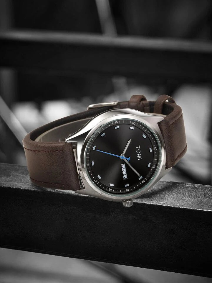 TOMI T-030 Men's Watch Quartz Leather Straps - Tomi Watches