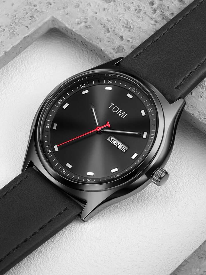 TOMI T-030 Men's Watch Date Day Quartz Leather Straps - Tomi Watches