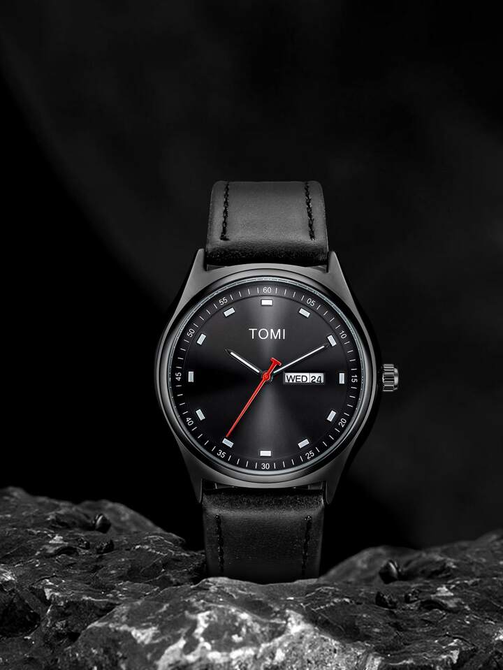 TOMI T-030 Men's Watch Date Day Quartz Leather Straps - Tomi Watches