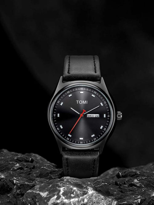 TOMI T-030 Men's Watch Date Day Quartz Leather Straps - Tomi Watches