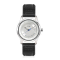 TOMI T-099 Men's Luxury Business Wrist Watch - Silver bezel watch with a white dial and black leather strap.