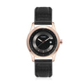 TOMI T-099 Men's Luxury Business Wrist Watch - Rose gold case watch with a black dial and black leather strap.