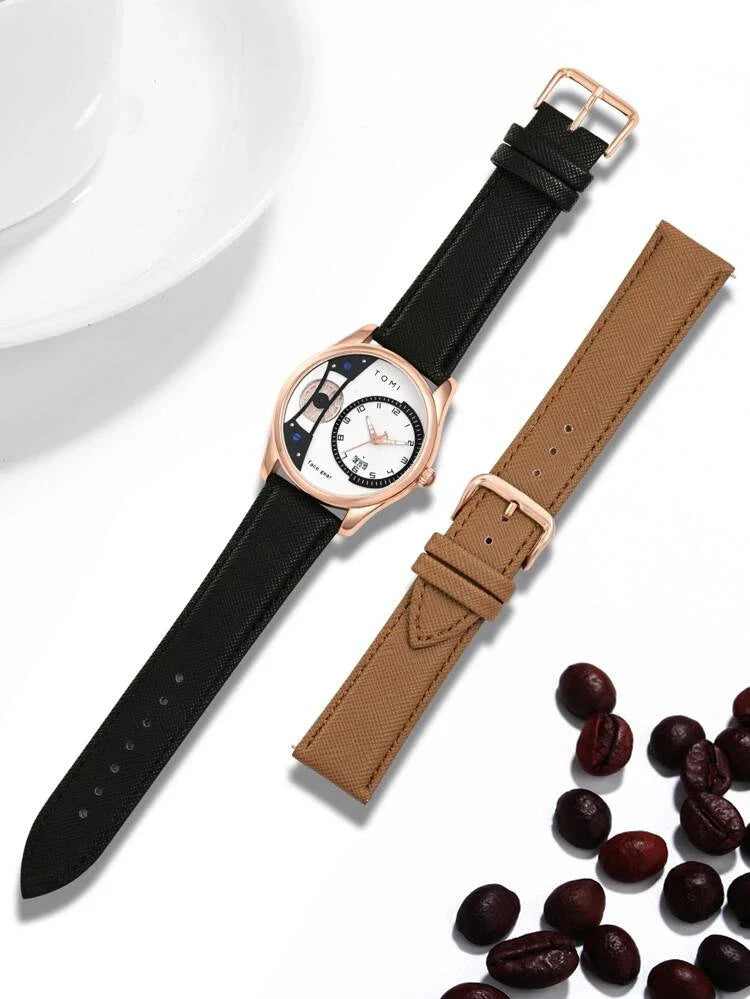 TOMI T-105 Dual Strap Face Gear Watch - Tomi Watches