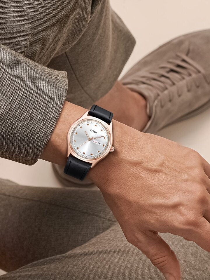 TOMI T-030 Men's Watch Quartz Leather Straps - Tomi Watches