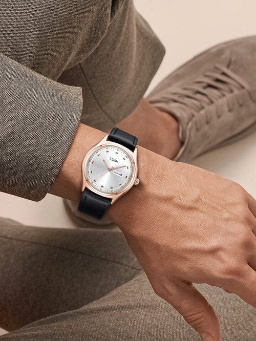 TOMI T-030 Men's Watch Quartz Leather Straps - Tomi Watches