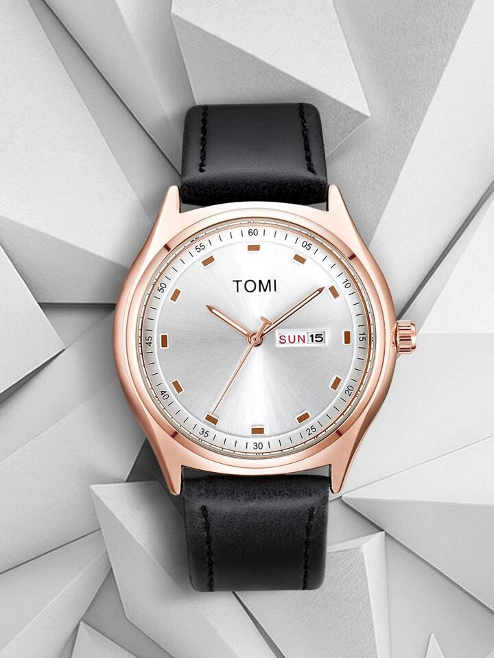TOMI T-030 Men's Watch Date Day Quartz Leather Straps - Tomi Watches