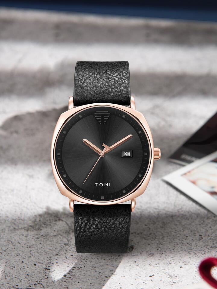 TOMI T-044 Men's Watch Quartz Date Leather Strap - Tomi Watches