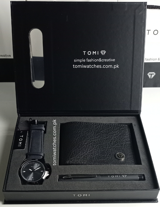 TOMI T-041 3PCS  Gift Box Set with Watch, Wallet & Pen - Tomi Watches