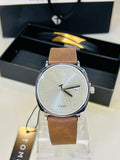 TOMI T-044 Watch & Bracelet Set with Brown Leather Watch