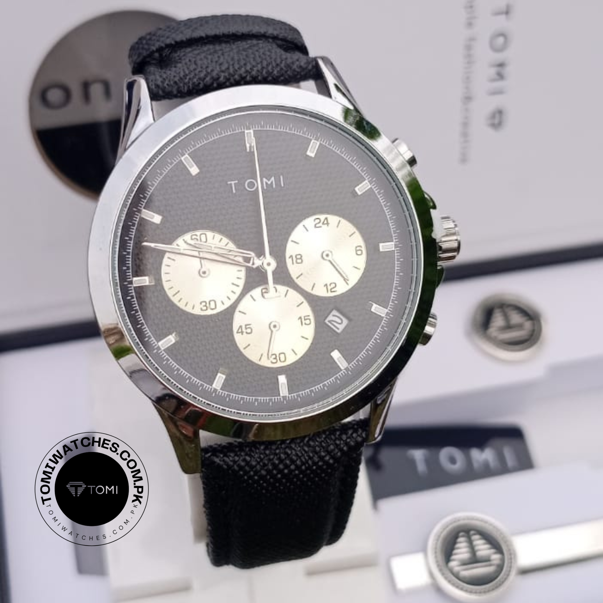 Tomi T-604 Men’s Luxury Stainless Steel Watch with Tomi Logo Cufflinks | Premium Quartz Wristwatch - Tomi Watches