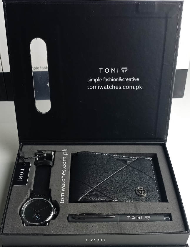 TOMI T-037 3PCS  Gift Box Set with Watch, Wallet & Pen - Tomi Watches