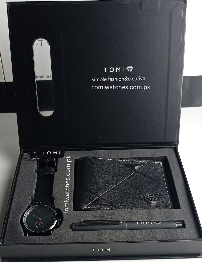 TOMI T-037 3PCS  Gift Box Set with Watch, Wallet & Pen - Tomi Watches