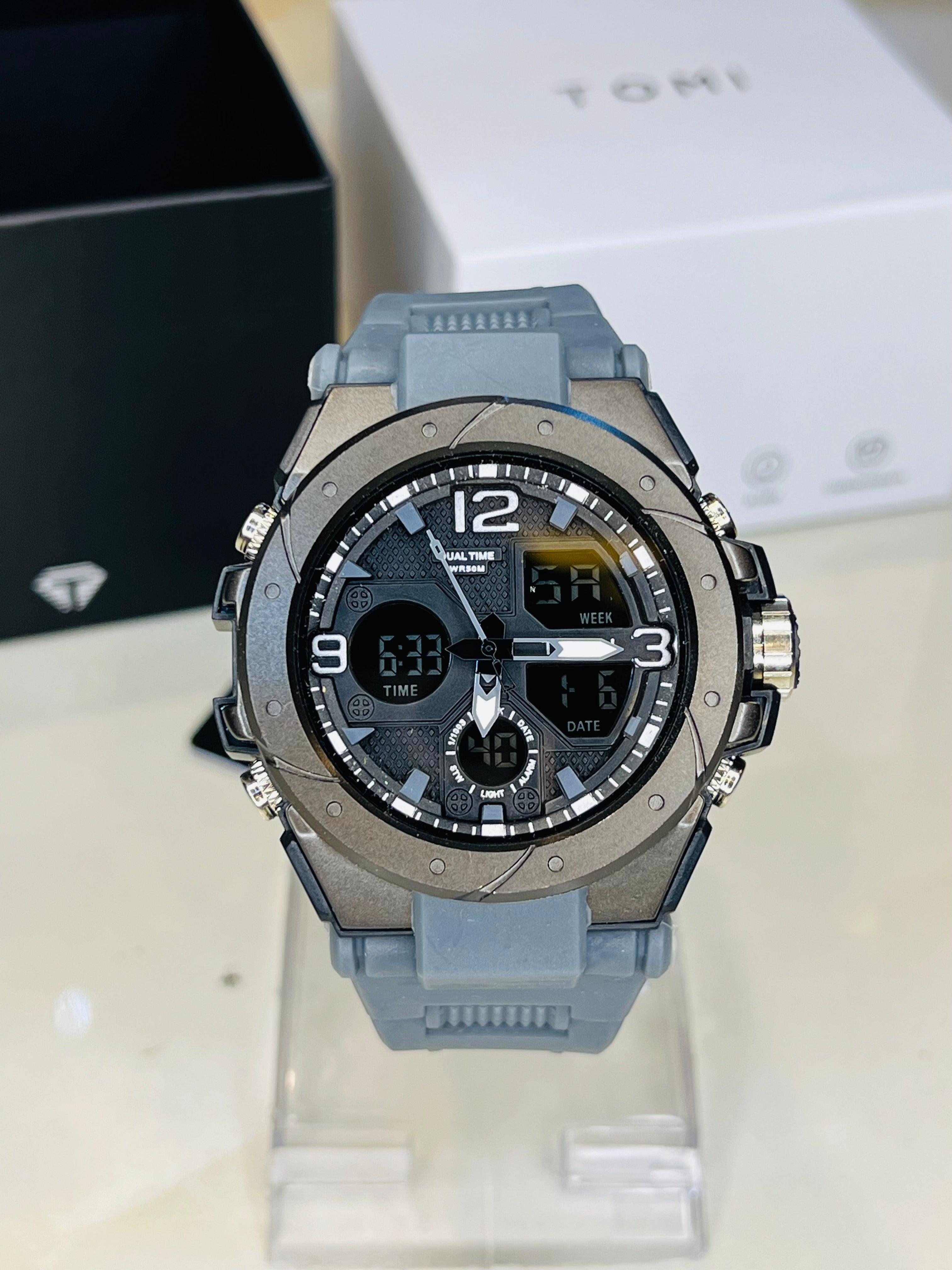 TOMI T-235 Sports Watch Dual Time Digital Analogue - Tomi Watches