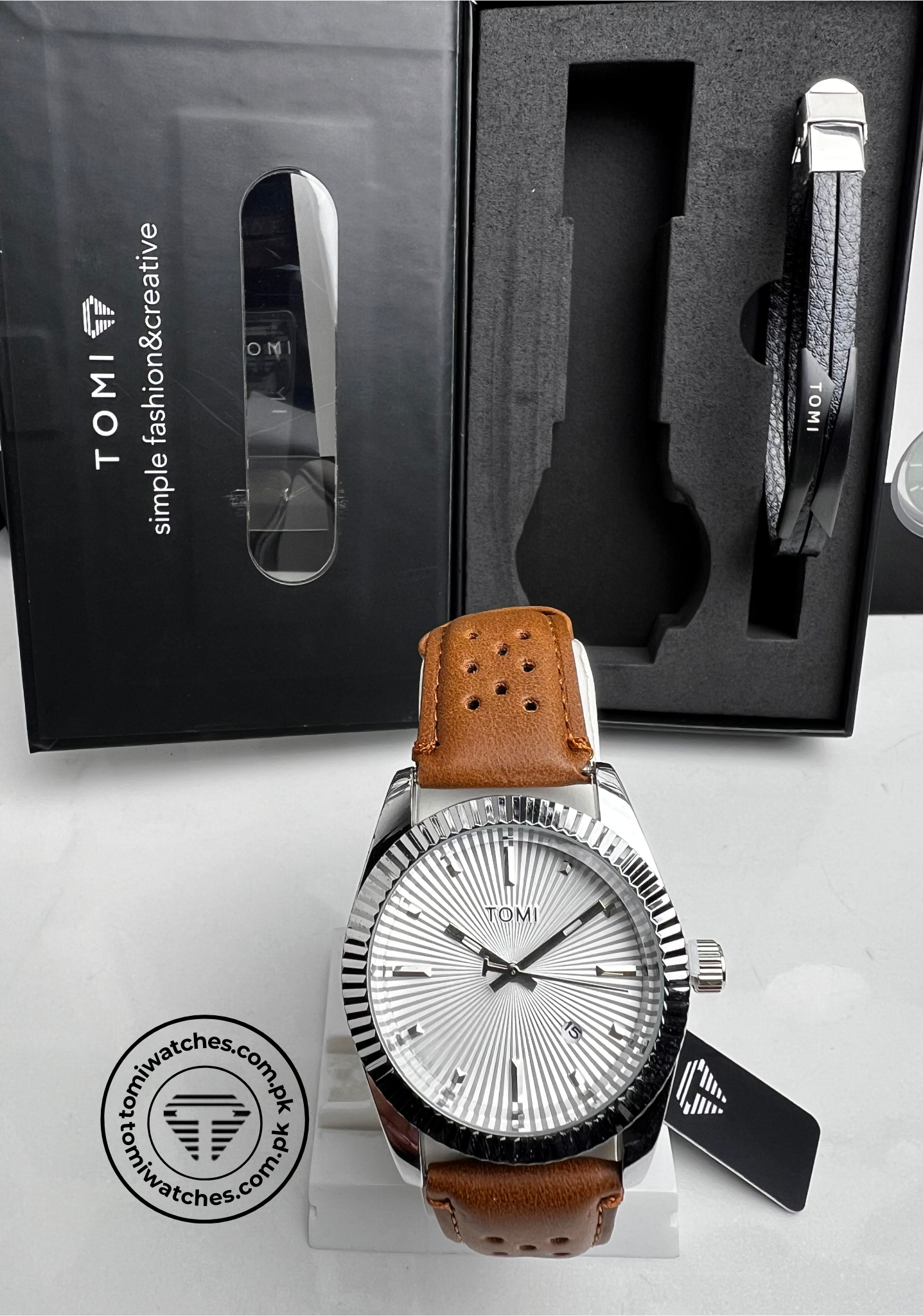 TOMI T-098 Stylish Men's Watch & Bracelet Gift Set - Tomi Watches