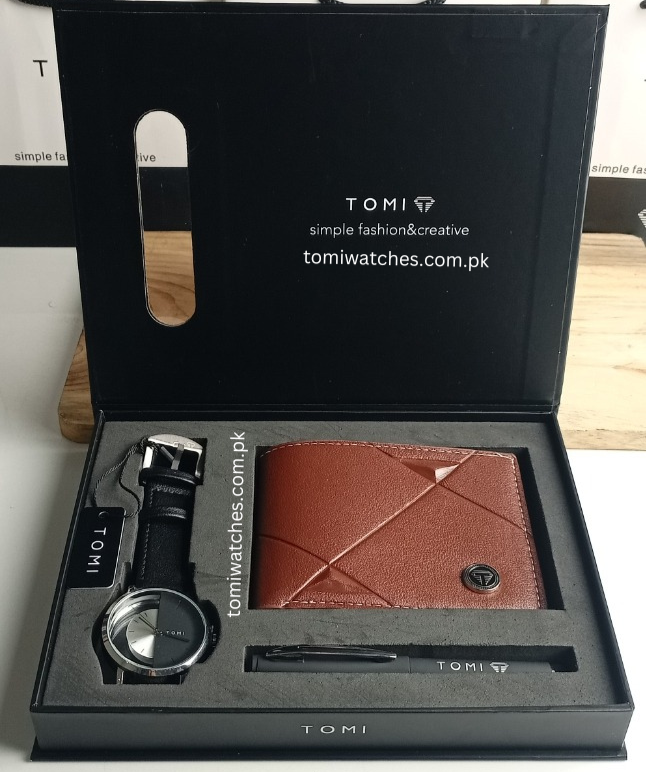 TOMI T-080 3PCS Gift Box Set with Watch, Wallet & Pen - Tomi Watches