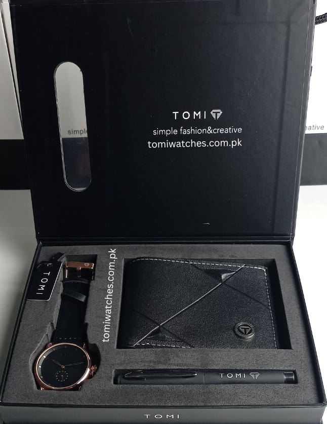 TOMI T-037 3PCS  Gift Box Set with Watch, Wallet & Pen - Tomi Watches