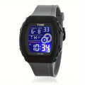 TOMI T-209 Men's Digital Sports Watch – Grey color variant featuring a black digital face and a durable, matching grey silicone strap.