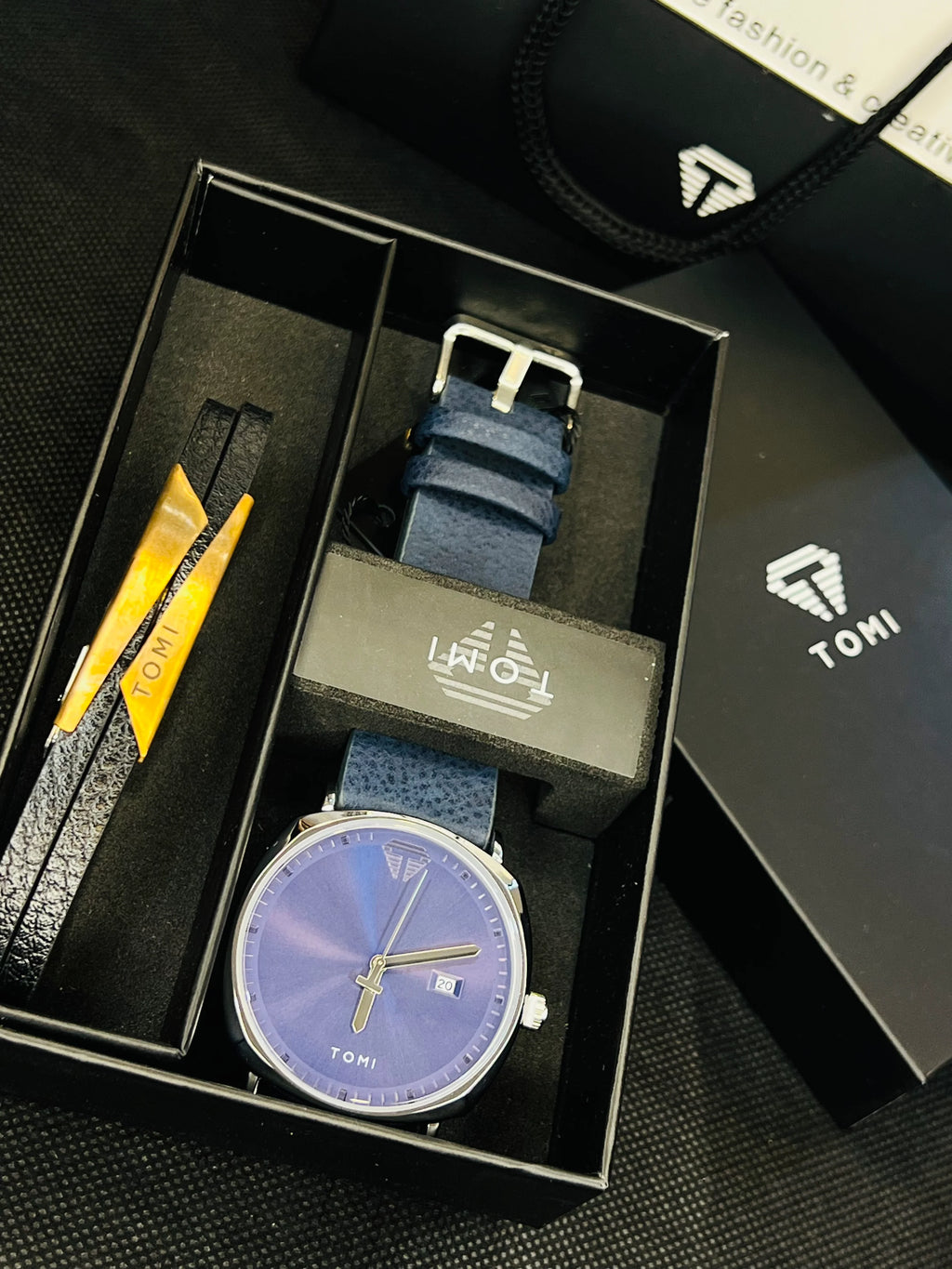 Tomi T-044 Watch in blue  color & Bracelet Set - Tomi Watches