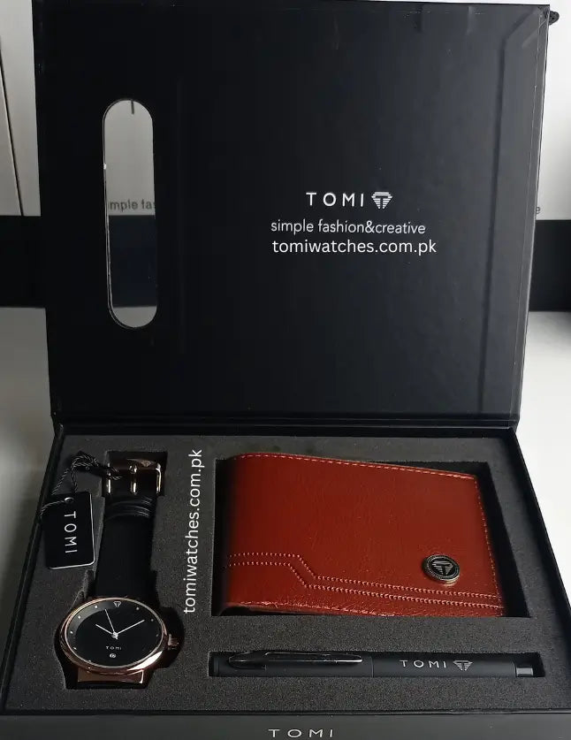 TOMI T-091 Luxury Gift Set Wallet, Pen & Watch - Tomi Watches
