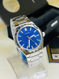 Tomi T-302 S3 Series Watch shown in a blue color variant with a silver stainless steel bracelet.