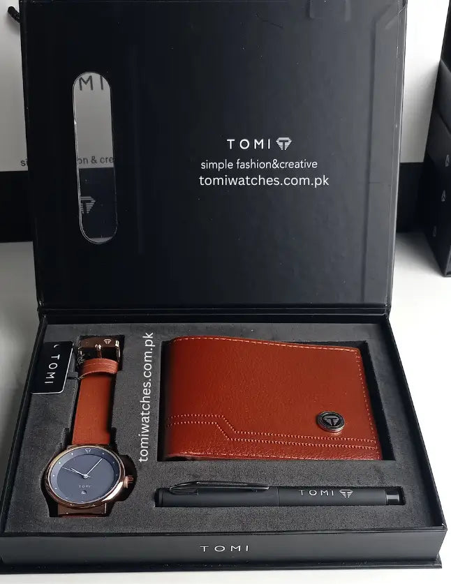 TOMI T-091 Luxury Gift Set Wallet, Pen & Watch - Tomi Watches
