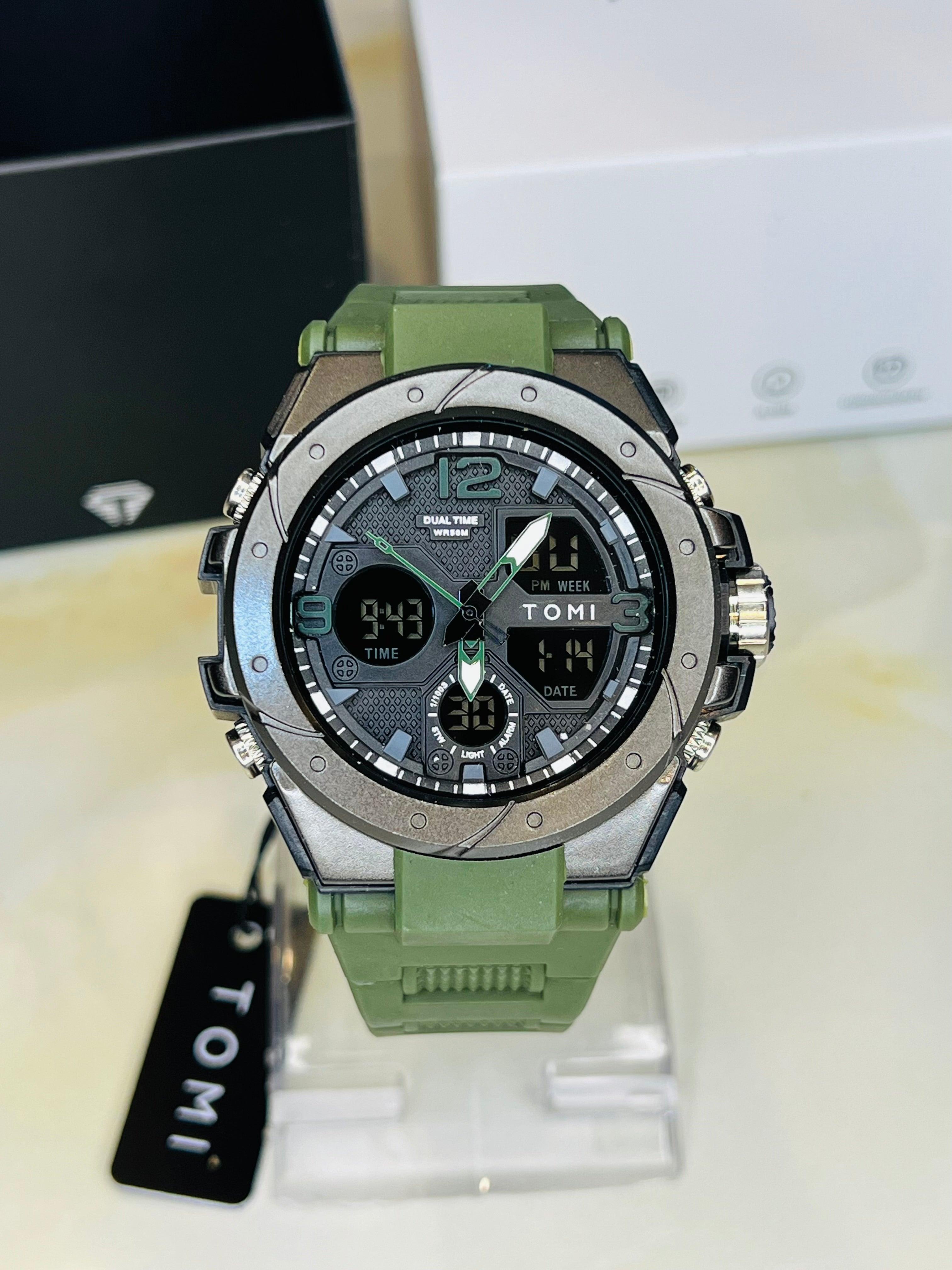 TOMI T-235 Sports Watch Dual Time Digital Analogue - Tomi Watches