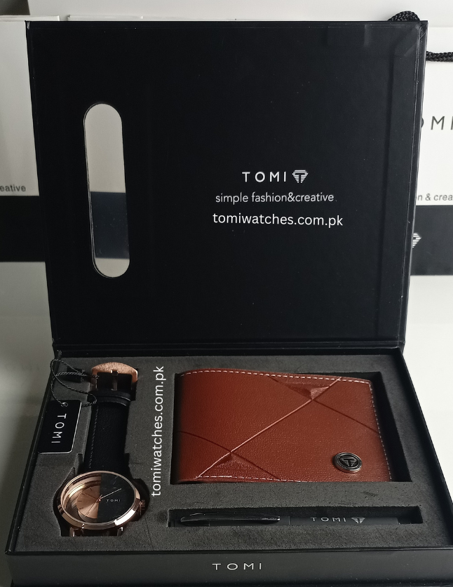 TOMI T-080 3PCS Gift Box Set with Watch, Wallet & Pen - Tomi Watches