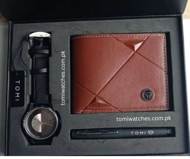 TOMI T-080 3PCS Gift Box Set with Watch, Wallet & Pen - Tomi Watches