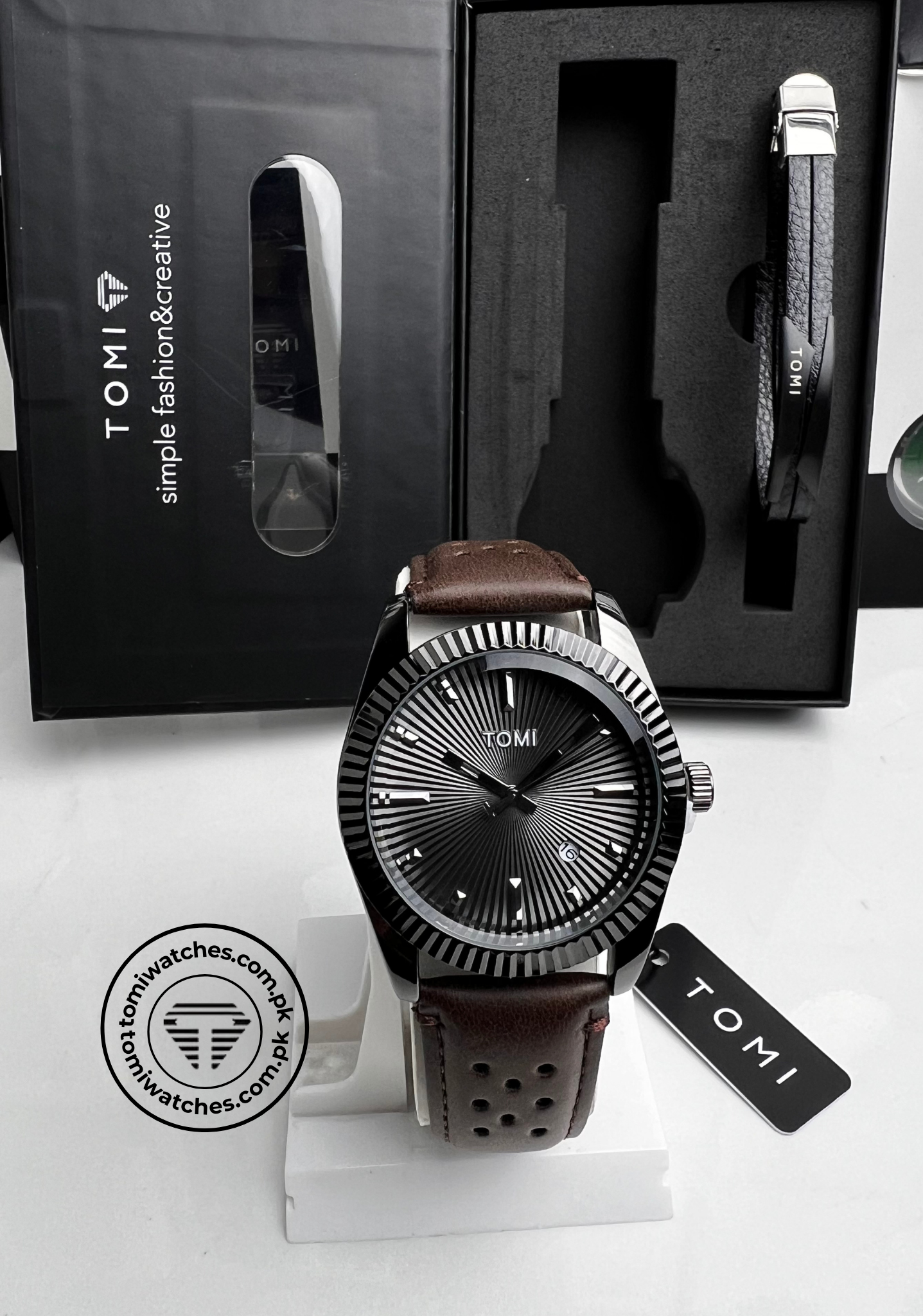 TOMI T-098 Stylish Men's Watch & Bracelet Gift Set - Tomi Watches