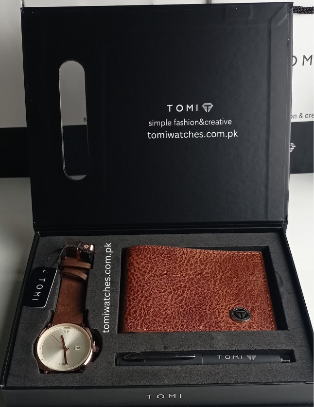 TOMI T-044 3PCS Gift Box Set with Watch, Wallet & Pen - Tomi Watches