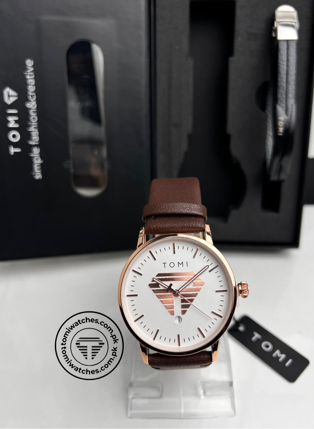 TOMI T-042 Stylish Men's Watch & Bracelet Gift Set - Tomi Watches
