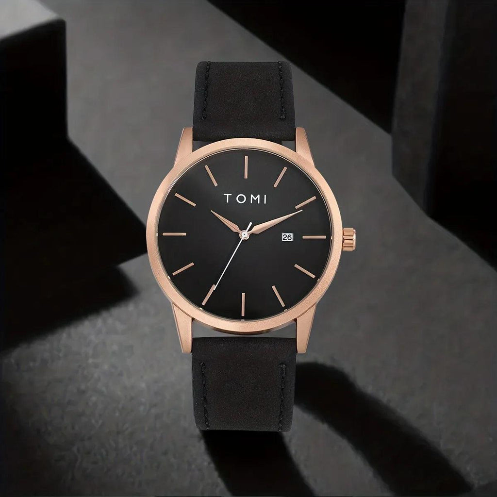 TOMI T-071 Watch For Men Date Quartz Round Shape - Tomi Watches