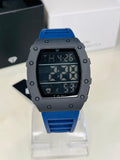 TOMI T-230 Digital Sports Watch - Royal blue digital sports watch with a dark screen.