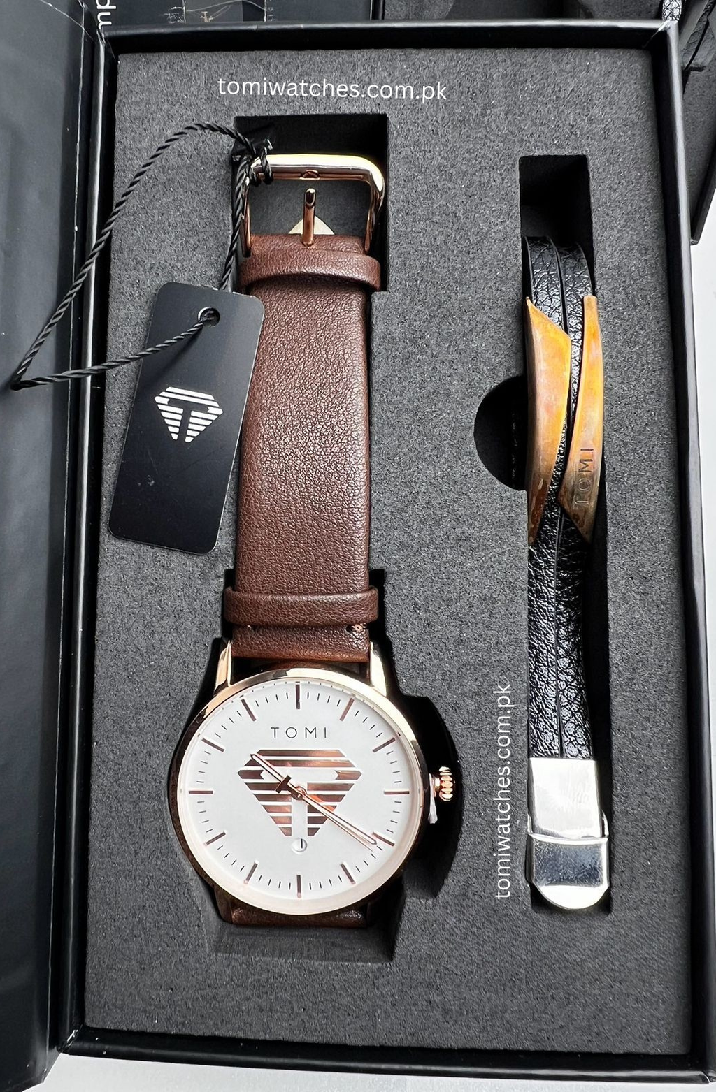 TOMI T-042 Stylish Men's Watch & Bracelet Gift Set - Tomi Watches