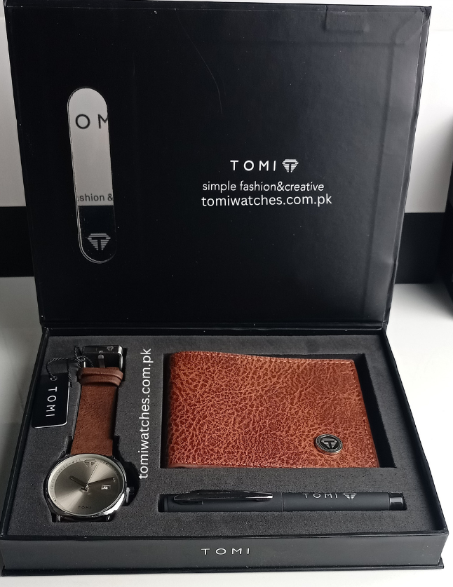 TOMI T-044 3PCS Gift Box Set with Watch, Wallet & Pen - Tomi Watches