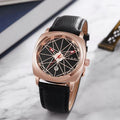 TOMI T-112 Men's Watch Square Dial with rose gold case and black leather strap