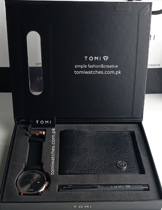 TOMI T-044 3PCS Gift Box Set with Watch, Wallet & Pen - Tomi Watches