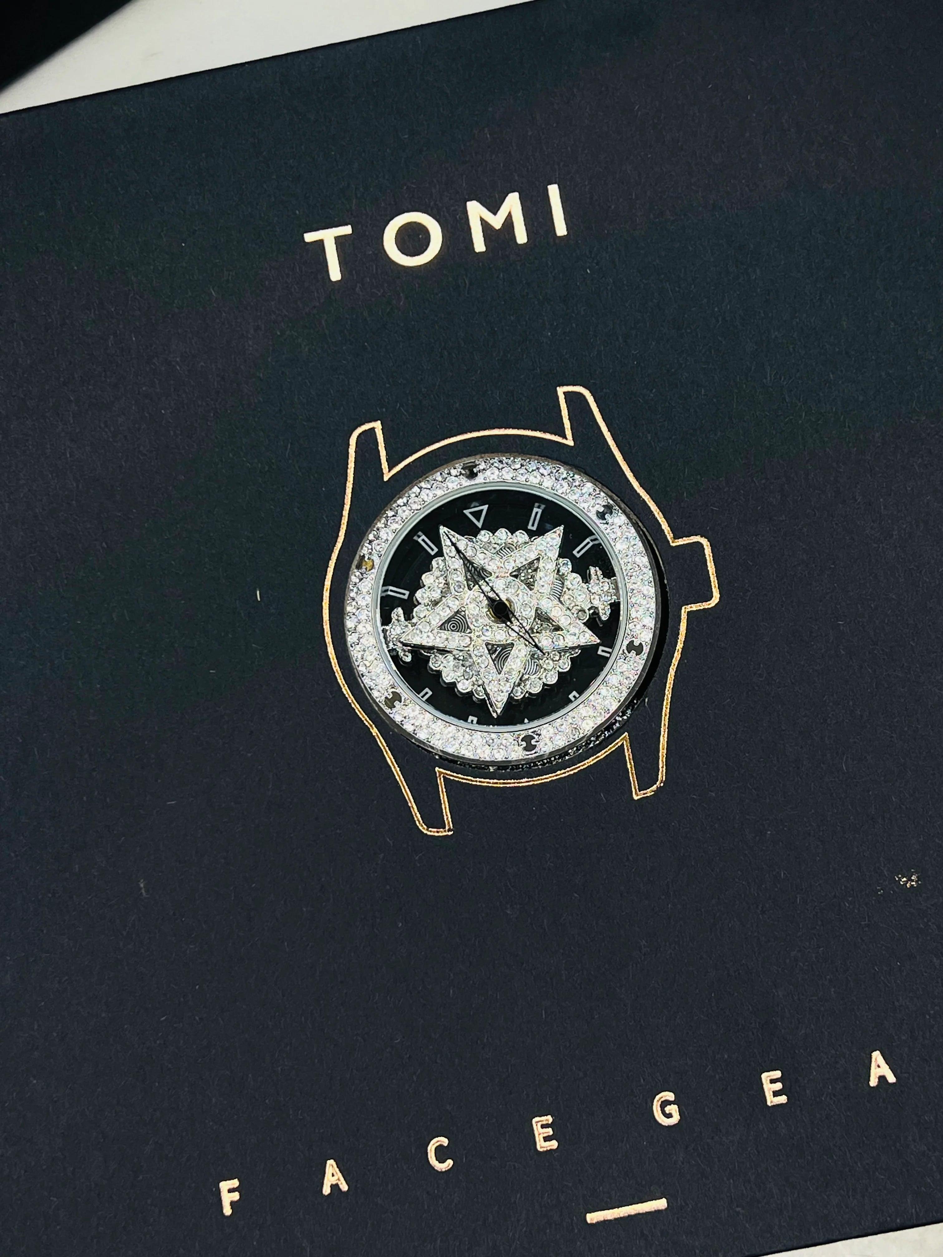 TOMI Iced Out Spinner Face Gear Silver - Tomi Watches