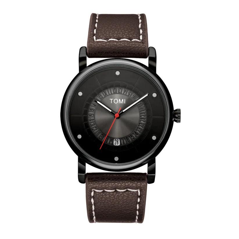 TOMI T-033 Men's Wrist Watch Date Quartz Black-Brown - Tomi Watches